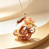 Vintage Jade Orchid Spirit Snake Light Luxury Keychain Pendant Elegant Snake Pendant Necklace For Girlfriend Jewelry Gift