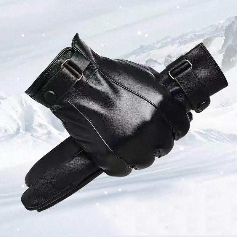 

Stylish Men s PU Leather Touchscreen Winter Gloves - Windproof, Warm, for Riding, Driving, Business. One Size
