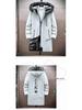 Men's Winter Fleece-Lined Hooded Mid-Length Printed Cotton Coat - Trendy & Warm Casual Jacket