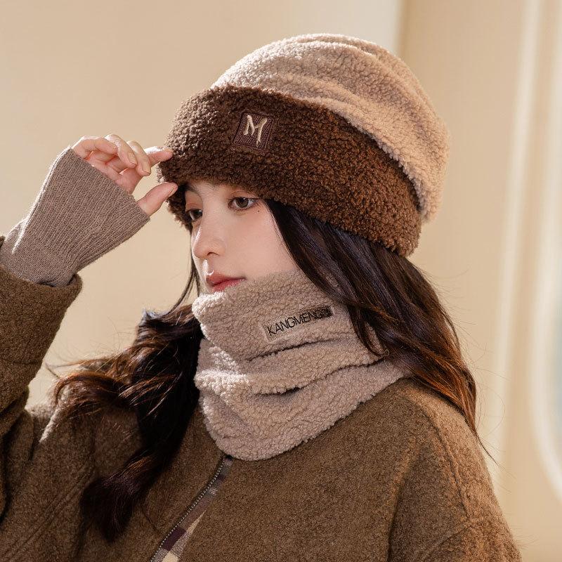 New M Standard Plush Line Thermal Cap for Children, Thickened Cold-proof Scarf Cover In Autumn and Winter, Lamb Wool Cycling, Ski Cap