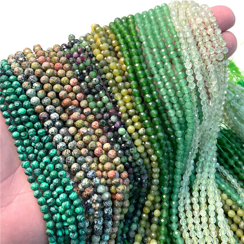 4MM Natural Faceted Quality Agates Crystal Jades Stone Beads Tiny Loose Green Yellow Pink Red Gem Bead For Jewelry Making DIY