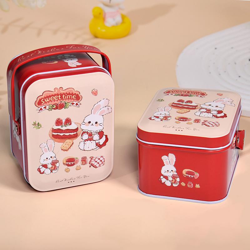 Tinplate Candy Box Kids Gifts Small Tin Box Cookie Box Portable Rabbit Gift Box For Birthday Wedding Party Decoration