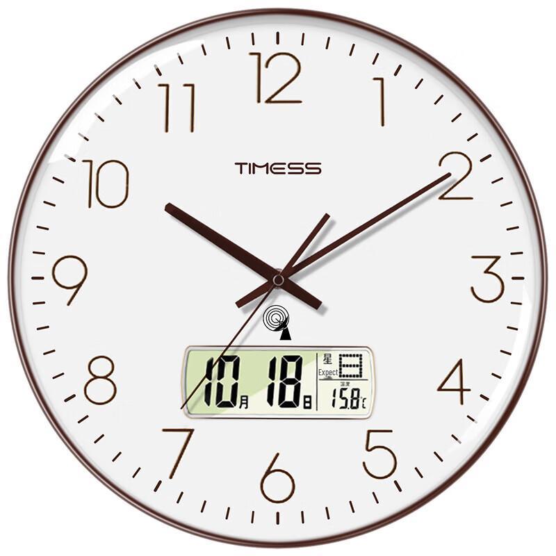 Timess Radio Controlled Wall Clock with Temperature & Calendar