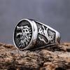 Kühles Vintage Wolfskopf Design Edelstahlring Einzigartiger Modeschmuck