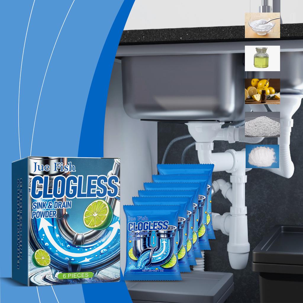 Jue-Fish Pipe Unclogging Powder Clean Dissolve Open Sewer Drain Powder Oil Clogging Deodorizing Powder