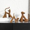 Resin Handicrafts Simulation Animal Sculpture Flocked Cartoon Cat Abstract Cat Decorative Figurines Home Decoration Accessories