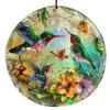 Portable Acrylic Hummingbird Hanging Suncatcher Flat Round Window Pendant Ornament Colorful Garland Decoration Window