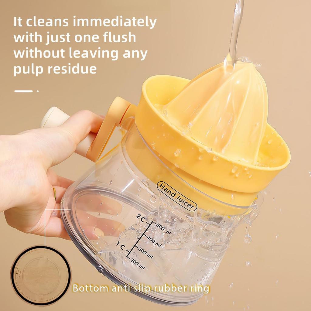 Easy Juicer Hand Cranked Fruit Squeezer Built-in Measuring Cup and Filter for Orange Lemon and Grapefruit Practical Kitchen Tool