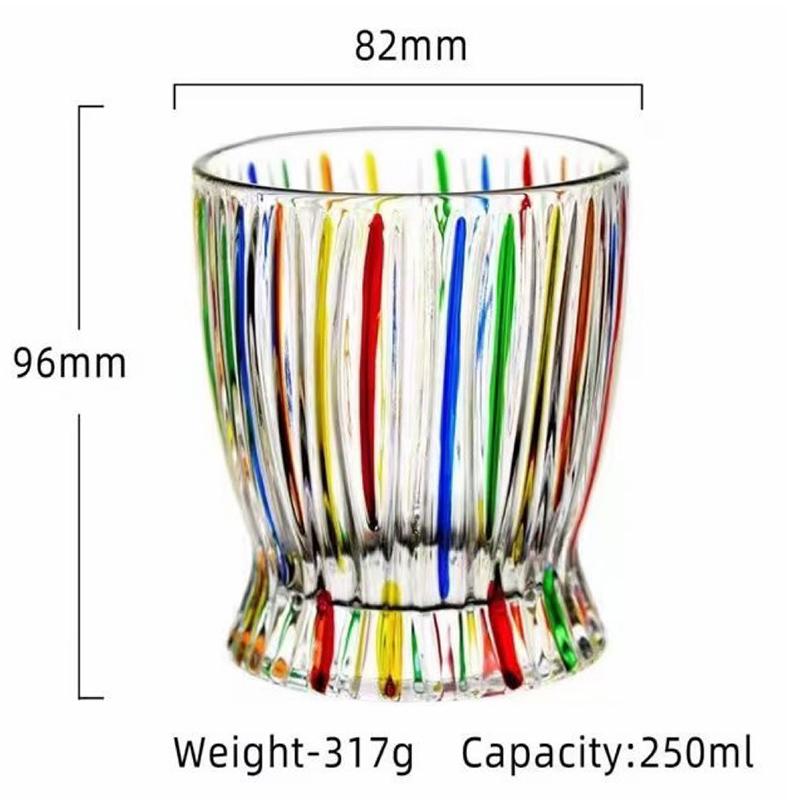 Whiskey Glasses with Colorful Painting, Scotch Whisky, Bourbon, Cocktails, RUM, Durable Whiskey Glasses