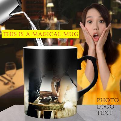 Customized Ceramic Magic Mug Pour In Hot Water Pictures Display Mugs Print Picture Photo LOGO Text Hot Water Change Color Cup