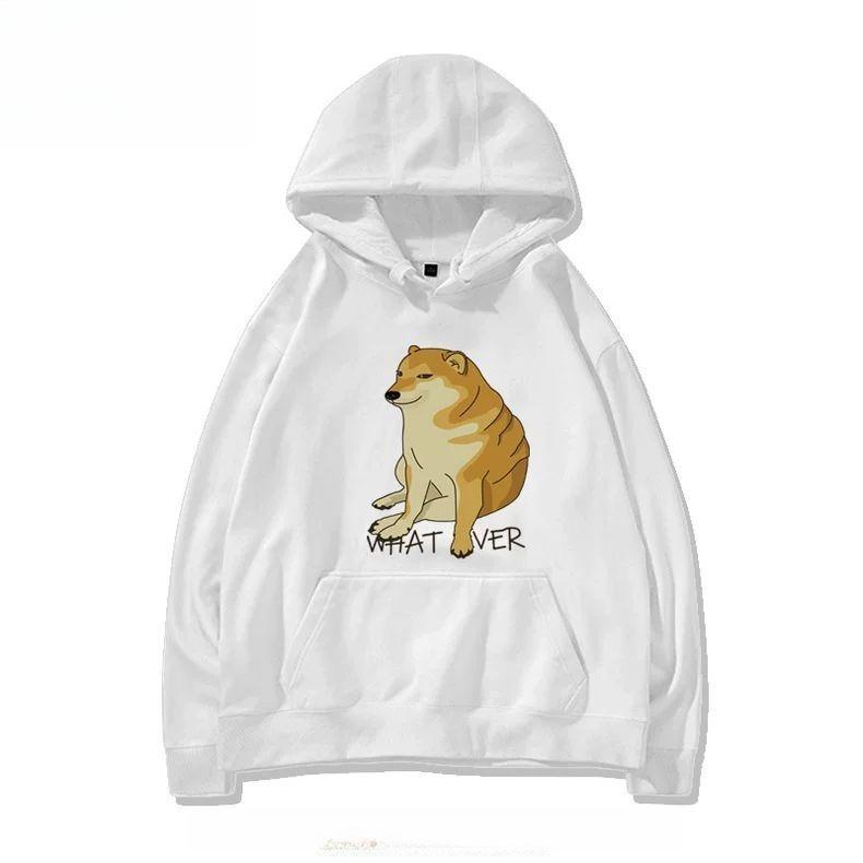 Halloween Obrigado Cão Cheems Escultura de Areia Emoji Estampa Shiba Inu Outono Novo Moda Unissex Quente Solto Plus Esportivo Jaqueta com Capuz