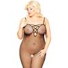 Bodystocking Black Fishnet Plus Size Open Crotch Grid Softline 6226