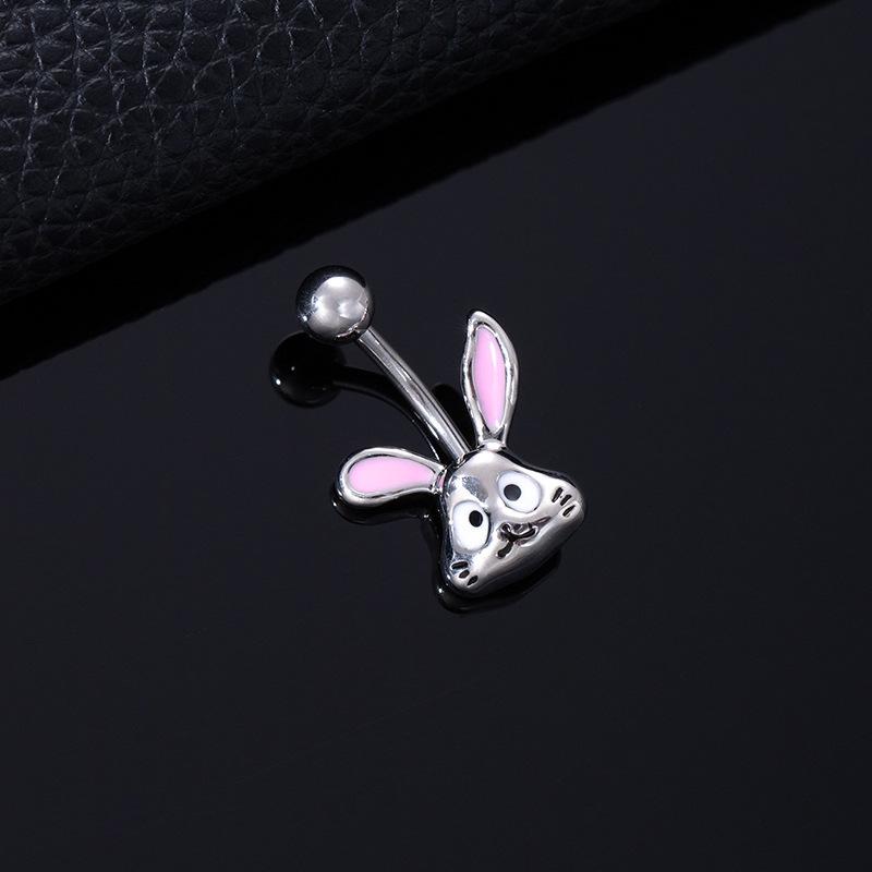 Color Zircon Spiral Piercing Navel Nail Color Butterfly Wind Navel Clip Rabbit Navel Buckle