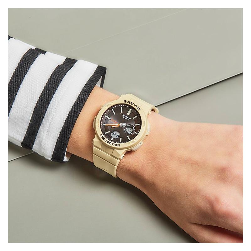 Casio BABY-G Series Ya Classic Disc Waterproof Sports Quartz Movement Resin Strap Japanese and Korean Watch Women's Watch Brown Dial BGA-255-5A