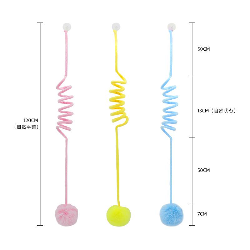 Suction Cup Type Spring Rabbit Fur Ball Cat Toys, Cat Teasing Balls, Self-entertaining Interactive Cat Toy Balls, Pet Supplies