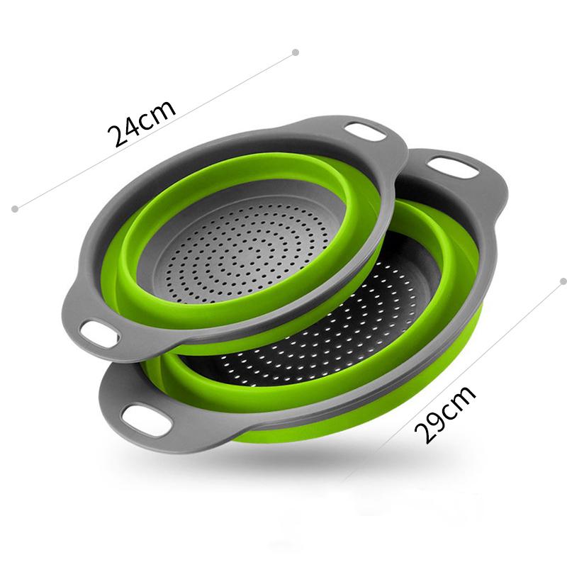 Walfos Silicone Folding Drain Basket Fruit Vegetable Washing Basket Strainer Colander Collapsible Drainer Kitchen Storage Tool