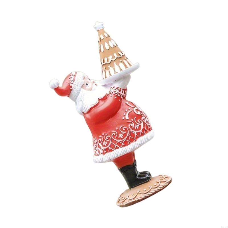 62KD Seasonal Gingerbreads Santa Couple Table Decors Resins Figures for Holiday Gift