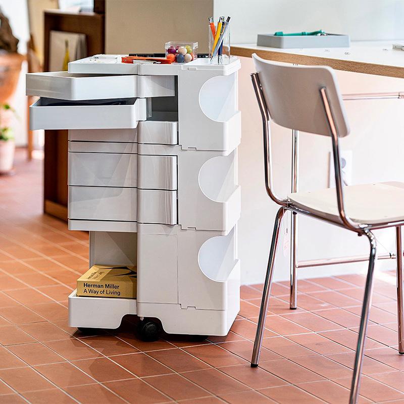 Nordic Storage Rotating Cabinet Creative Trolley Storage Bedside Table Ins Fashion Plastic Studio Multi-layer Storage Cabinet