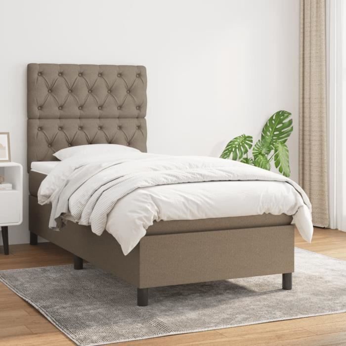 VidaXL Lit à sommier tapissier avec matelas Taupe 80x200 cm Tissu - Modèle 3141973