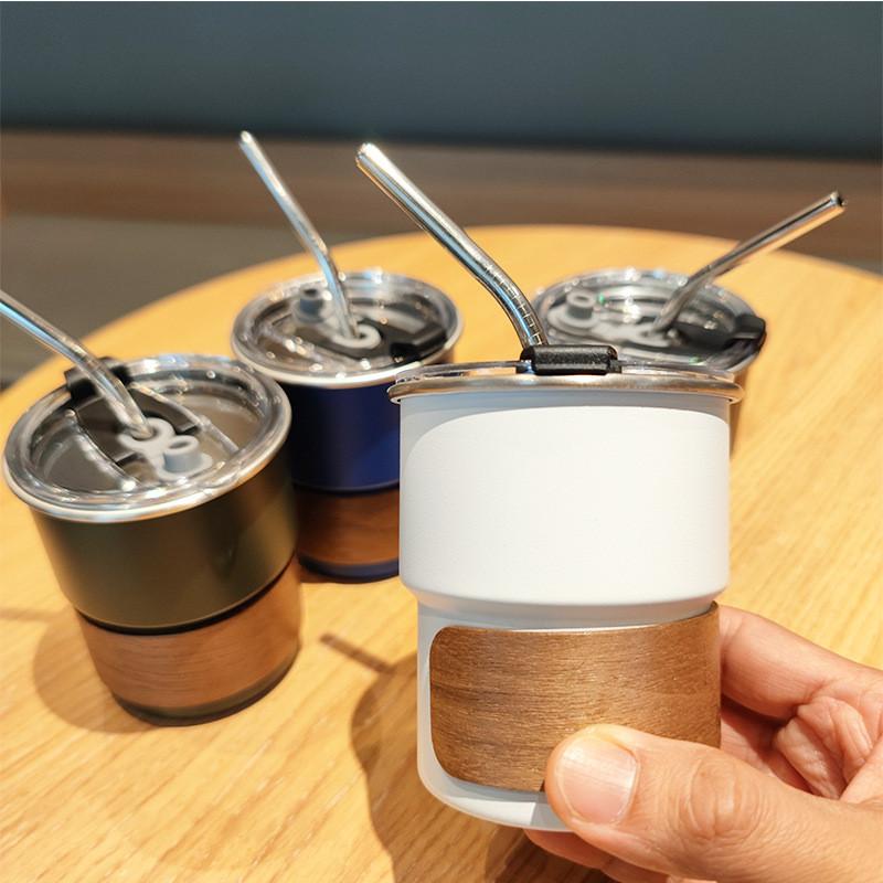 Portable Car Cup With Cover And Straw For Hiking And Travel 304 Stainless Steel