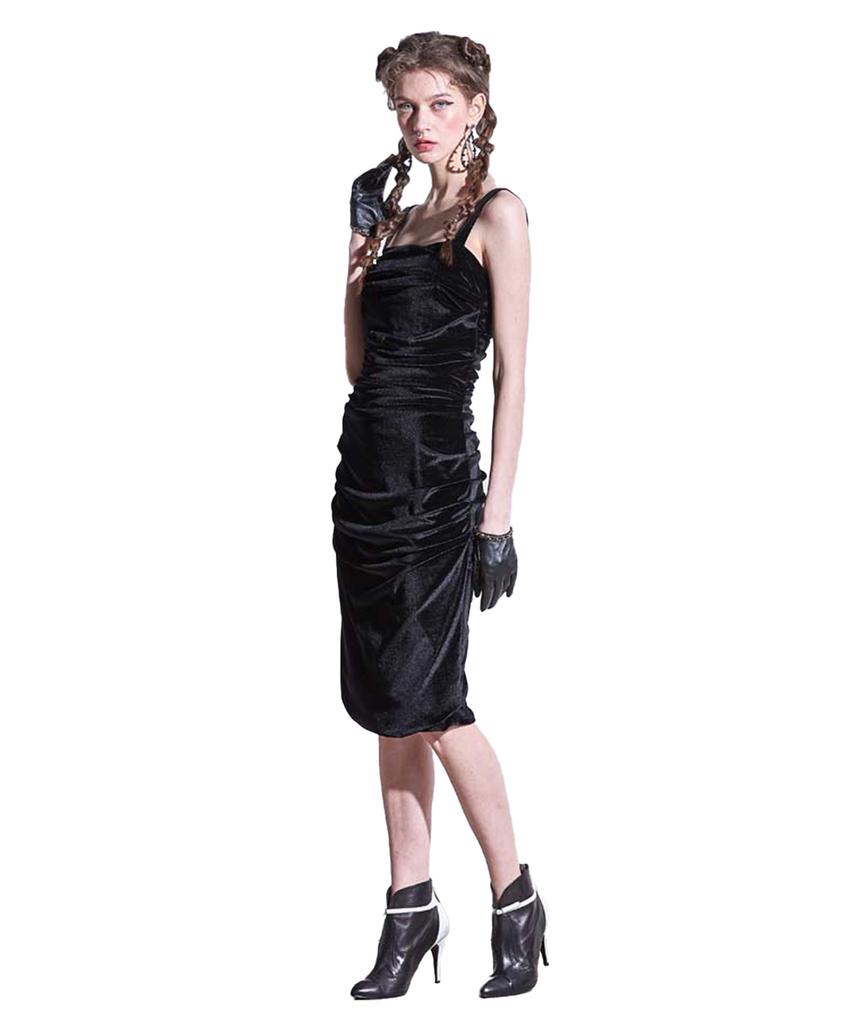 GREEDILOUS Black Shirred Dress