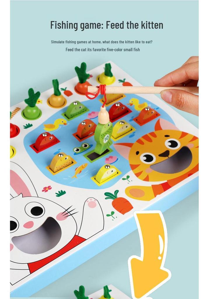 Wooden Magnetic Fishing & Counting Blocks Educational Toys for Toddlers 0-3
