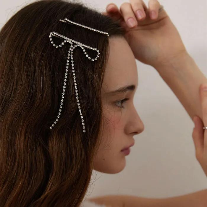 Cubic Long Ribbon Hair Pin (L244MHA010)