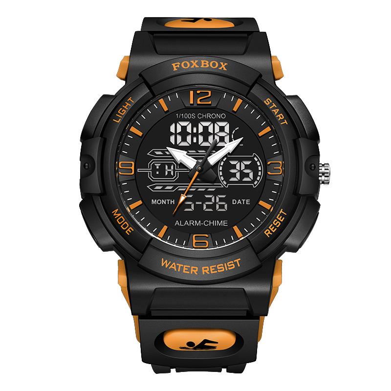 Man Dual Display Quartz Watch for Kids Waterproof Sport Children Anti-Shock Boy Digital Wristwatches+Gift Box