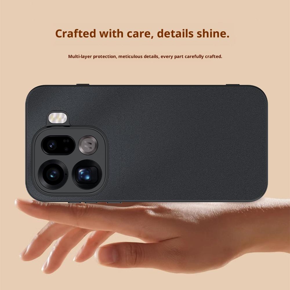 For Oppo Find X9 Pro 5G Case PU Leather Coated PC + TPU Anti-Drop Phone Cover