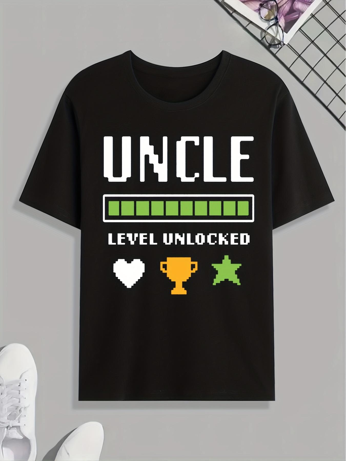 Funny Uncle Level Unlocked Print T Shirt XXL
