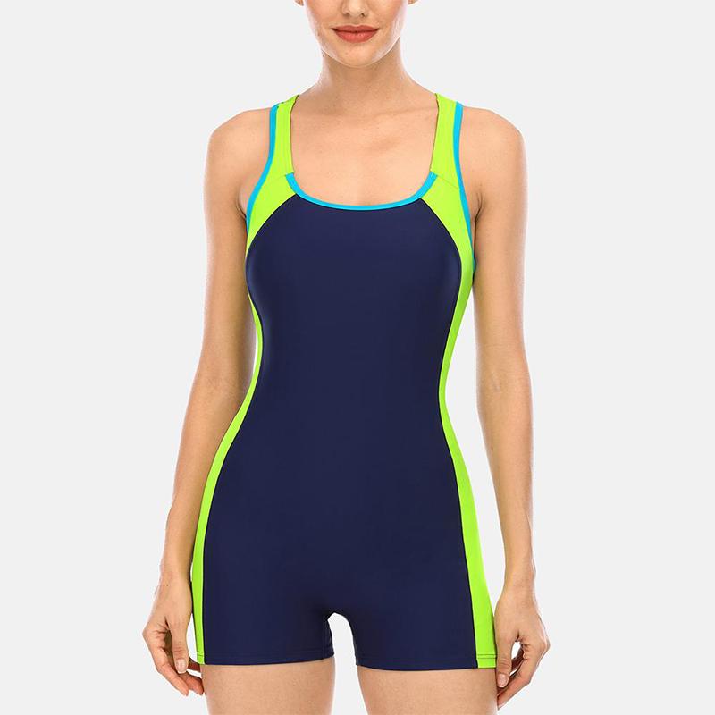 Costume da bagno intero da donna sportivo, con schiena scoperta, da spiaggia, bikini