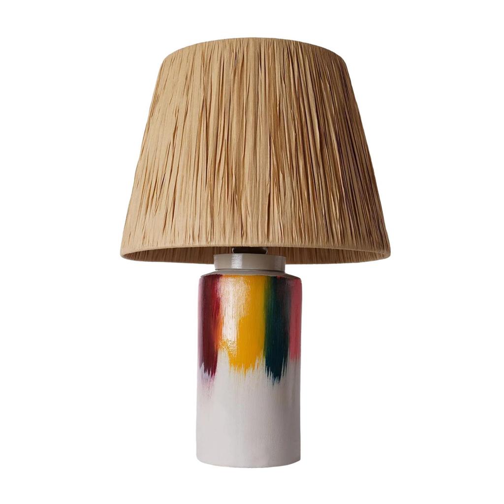 Foudre Handmade Seramik Abajur Hasır-Sarı-Kırmızı-Yeşil-Pembe