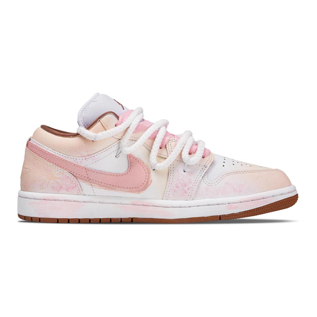 Jordan Air Jordan 1 Flower In The Mid Summer Low Top Vintage Basketball Shoes Unisex Light Pink DC0774-202(Team376)