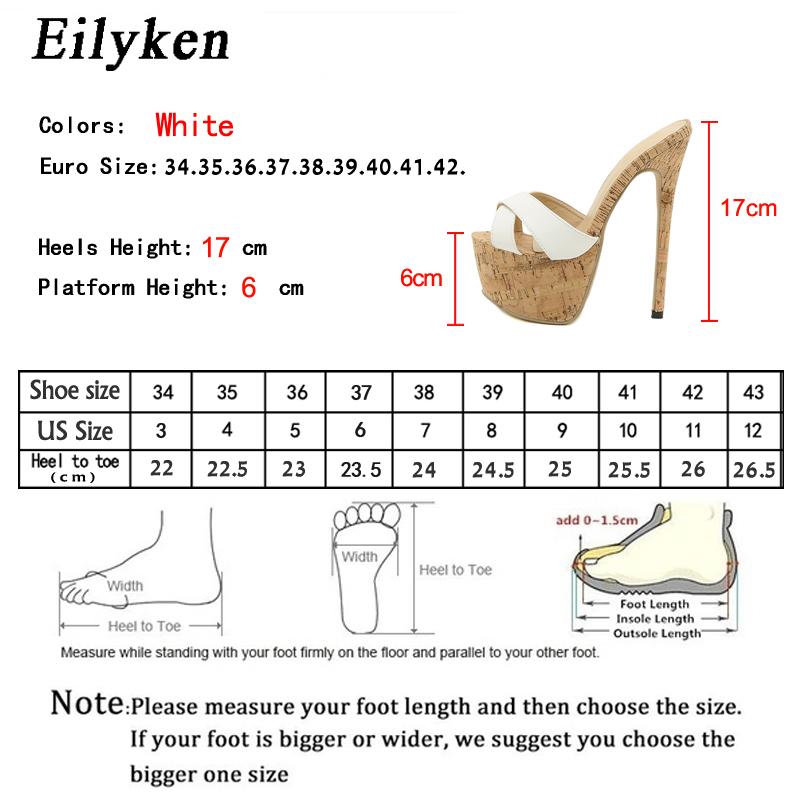 Fashion Eilyken Sexy Super High Heels Slippers Sandals Women PU Leather Party Shoes Fashion Platform Peep Toe Slip On Mules