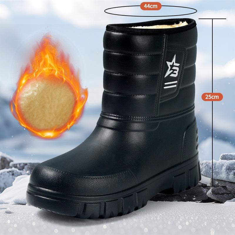 Men'S Winter Snow Boots with Thick Sole and Anti-Slip Outsole Padded Lining, Black Short Boots High-Quality Unisex Winter Footwear for Outdoor
