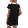 Women's Color Two,Piece Round Neck Short,Sleeved Shorts Home Sports Suit