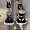 Sexy Lingerie Hot Halter Suspender Bunny Cosplay Sexy Deep V Apron Little Maid Uniform Seduction