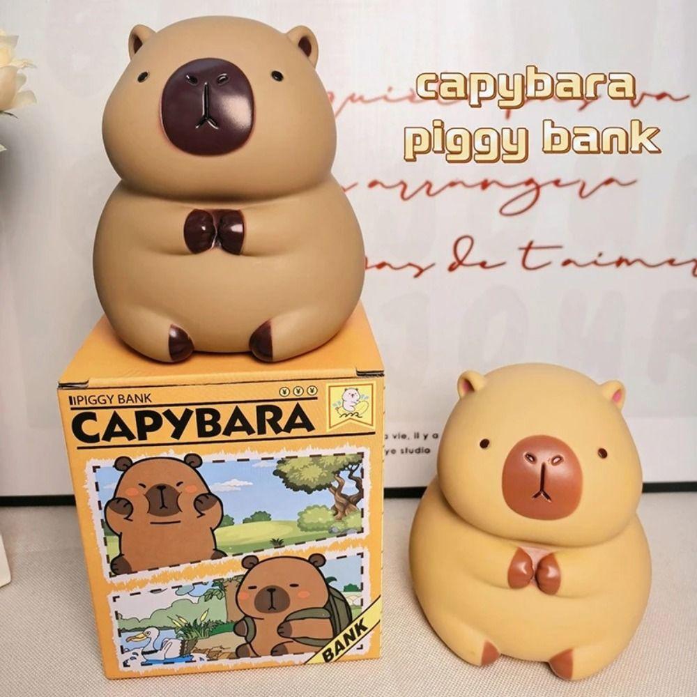 Hnědá kapybara pokladnička vinylová kapybara plechovka na mince roztomilé pokladničky ložnice