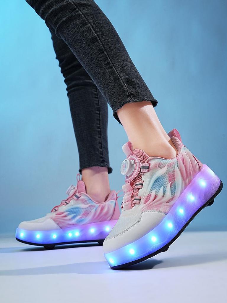 New champion runaway shoes LED luminous pulley shoes boys and girls student sports four pairs of wheels