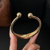 Women's Light Luxury Electroplated Gold Open Cuff Bracelet – High-End Metal Wristband Jewelry.