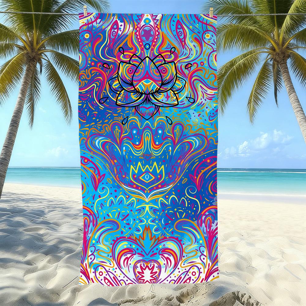Seaside Microfiber Beach Towel, Water-Absorbing Quick-Drying Double-Sided Velvet Printed Bath Towel