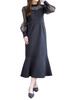 Long Long Sleeved Sheer Mermaid Flare Ribbon Office Sheer Mermaid Dress [Clear] Dress, Women's Dress, Casual, Elegant, 109A1-141283