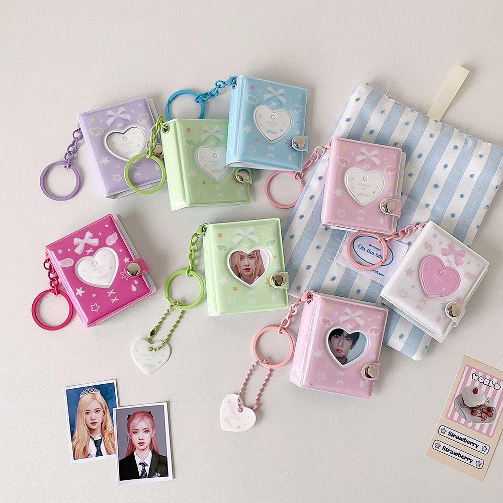 Hanging Pocket Photo Album Keychain Butterfly Bow Picture Storage Keyring Backpack Keychain