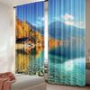 2Pcs Mountains Lake Curtain Autumn Nature Landscape Forest Autumn Scenery Trip Travel Theme Party Decoration Many Other
