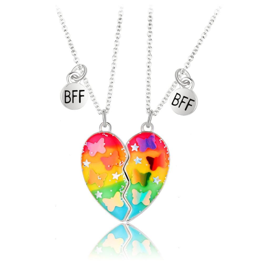 Children's Oil Rainbow Love Necklace BFF Good Friend Set Necklace Female Light Luxury Girlfriend Necklace