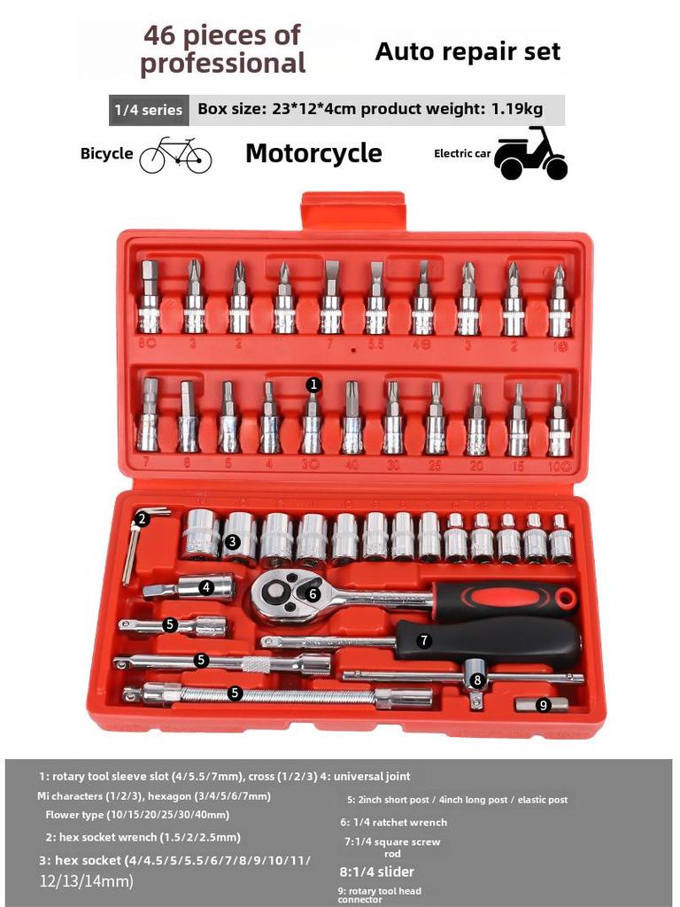 Multifunktionales Autoreparaturwerkzeugset: Knarrenschlüssel & Stecknuss-Hülse Kombi
