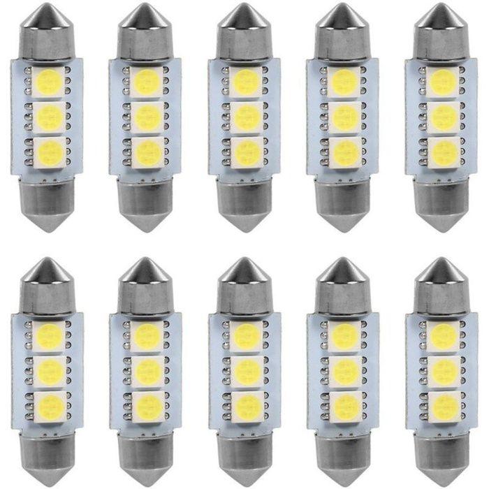 10 PCS 36 MM 12 V 3 SMD 5050 LED Festoon Dme Voiture Ampoules Intérieur Lampe Blanc