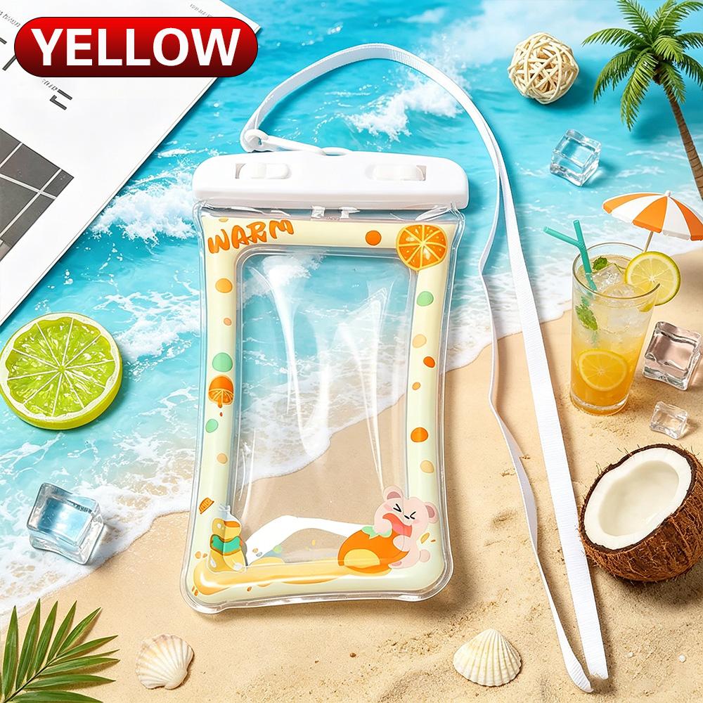 Waterproof Floating Phone Pouch Touch Screen Underwater Photography Dry Bag Cartoon Design with Lanyard for Beach Swim Dive Drif