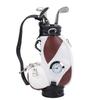 Mini Desktop  Golf Bag Pen Clock  Zinc Alloy PU Leather with Golf Pens Souvenir Set GiftBrown White