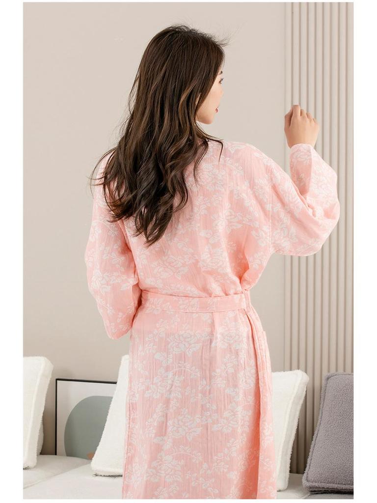Pure Cotton Double-Layer Bathrobe - Breathable, Absorbent Unisex Sleepwear for All Seasons